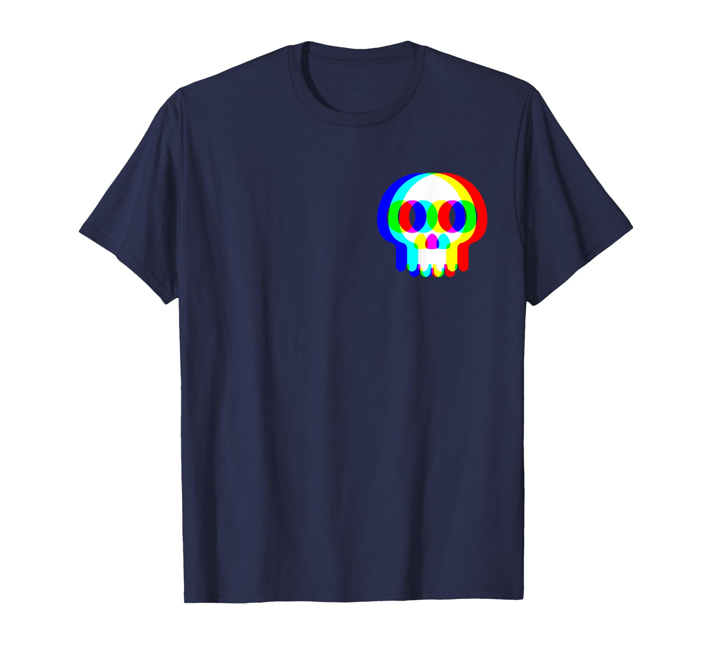 Funny Skull Trippy Vaporwave Halloween Techno Rave EDM Music T-Shirt