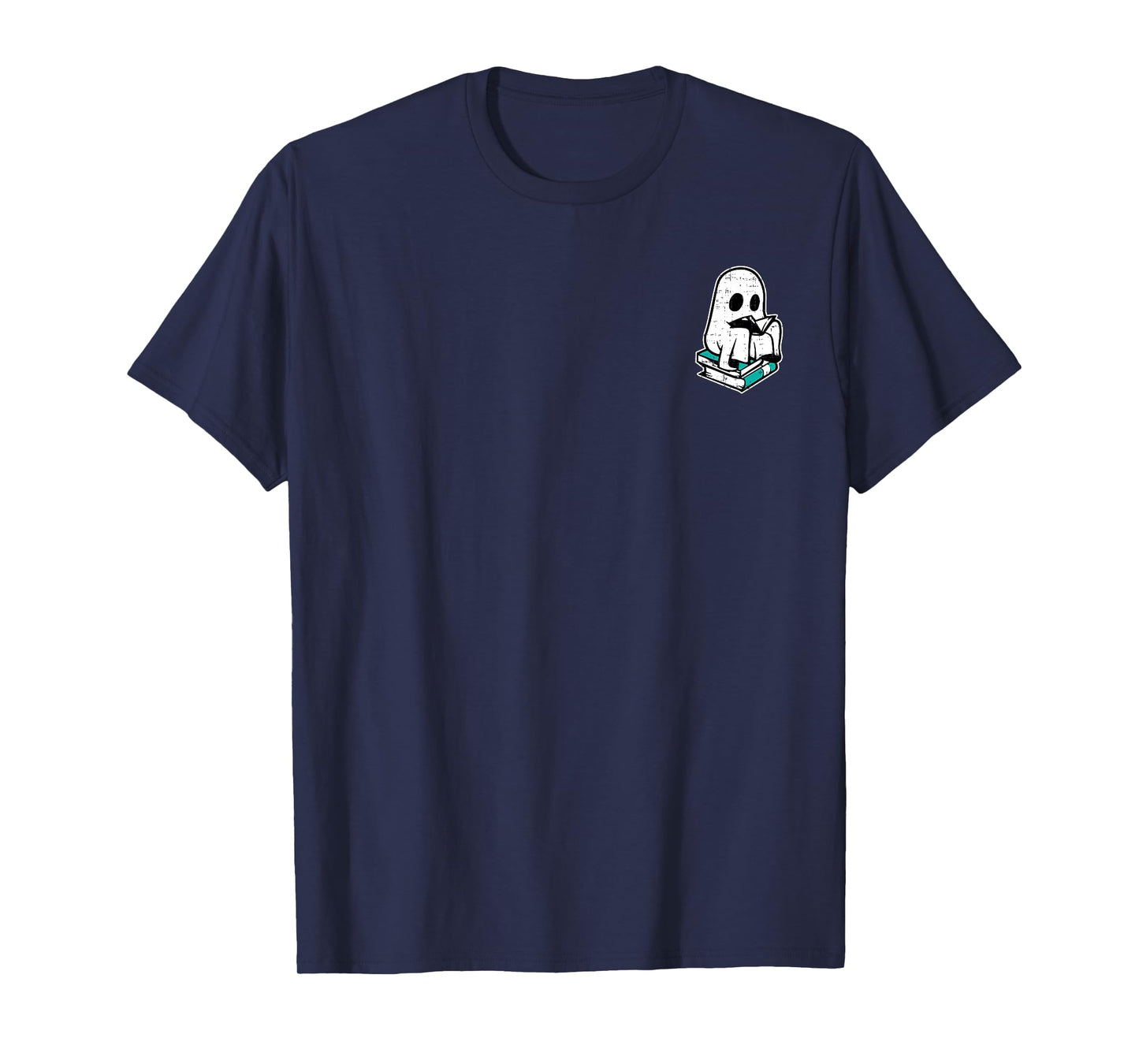 Ghost Reading Books Halloween Costume Teacher Librarian Men Women Kids T-Shirt