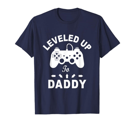 A And E Creative Men's Black Gamer Leveled Up To Daddy Video Game Dad T-Shirt