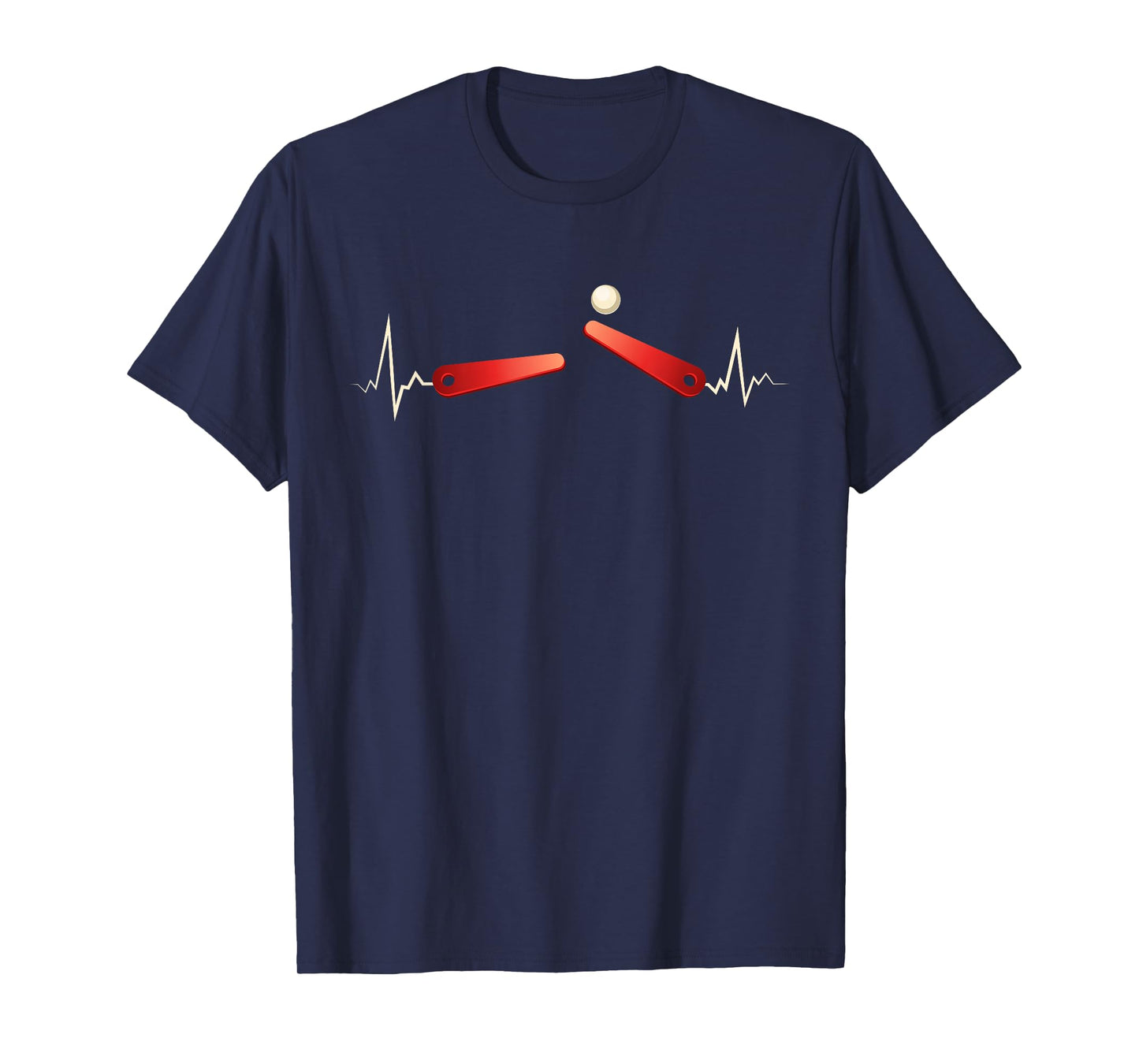 Pinball Heartbeat Funny Pinballer Flipping Ball EKG Flipper T-Shirt, Small, Black
