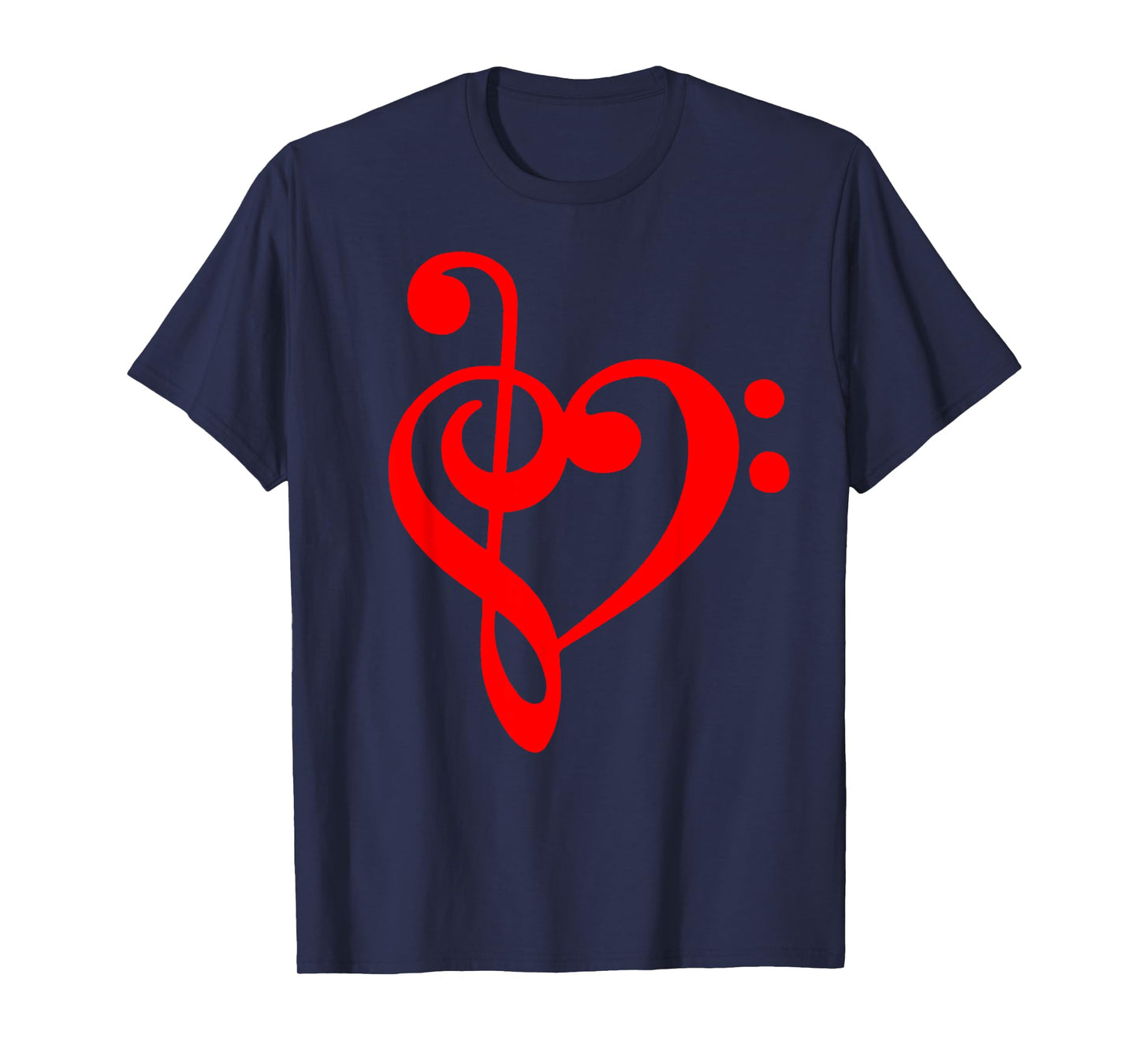 Nerdy Clef Notes Heart Love Music Musician Band Geek Red T-Shirt