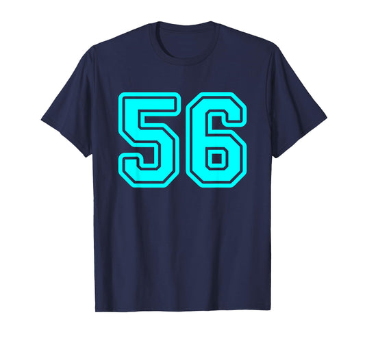 Number #56 Cyan Sport Number 56 T-Shirt
