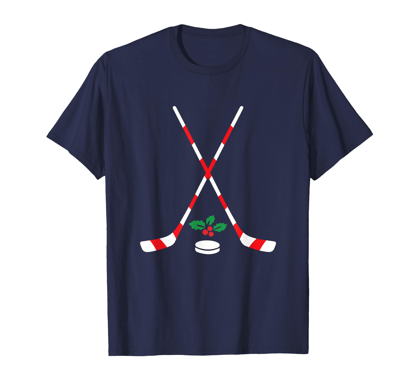 Ice Hockey Christmas Gift Candy Cane Hockey Stick Hockey T-Shirt