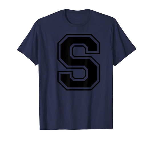 Letter S Capital Alphabet College Varsity Monogram Club T-Shirt