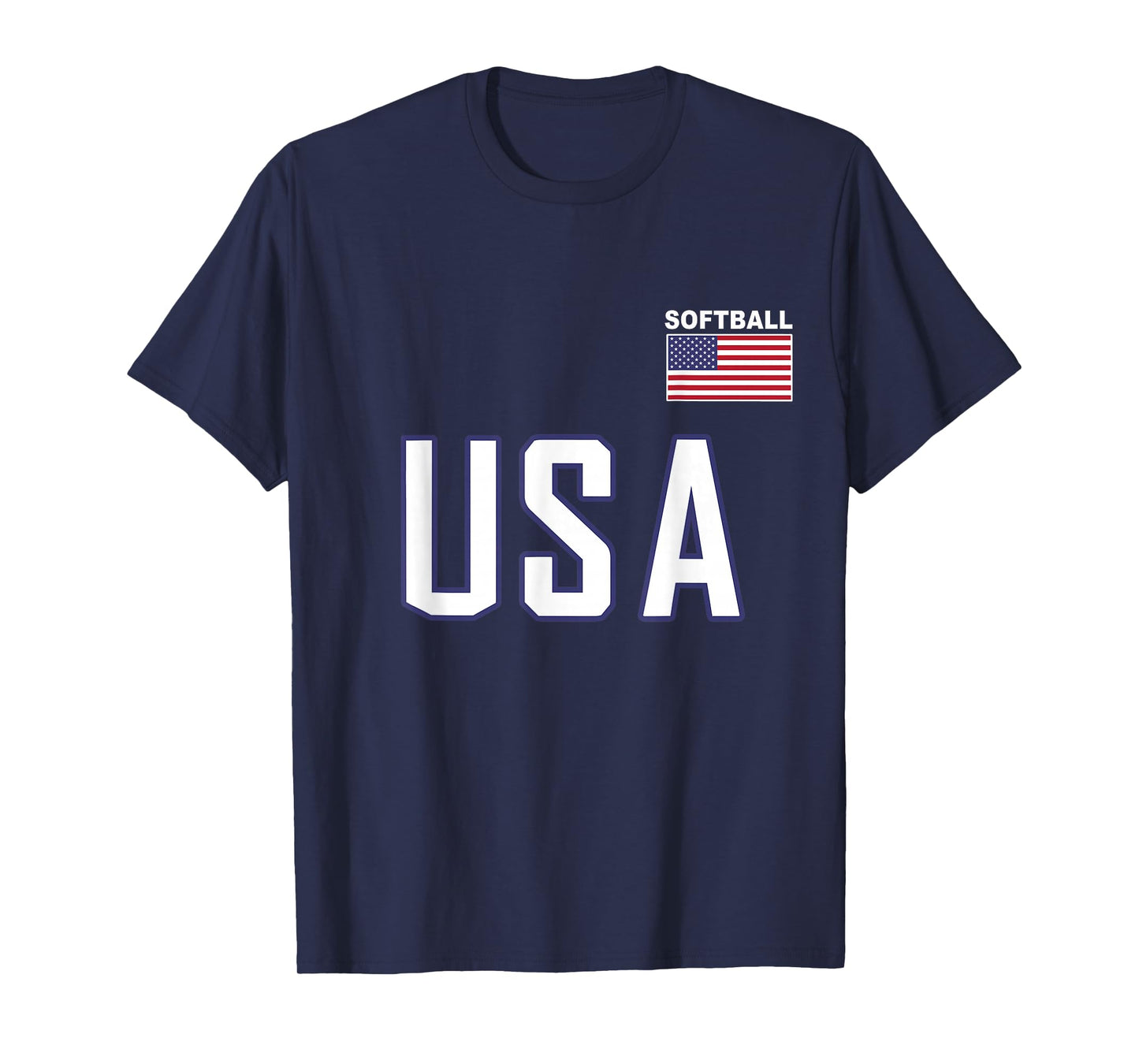 USA Flag Softball T-Shirt Pocket Team Jersey Gift Top Tee T-Shirt