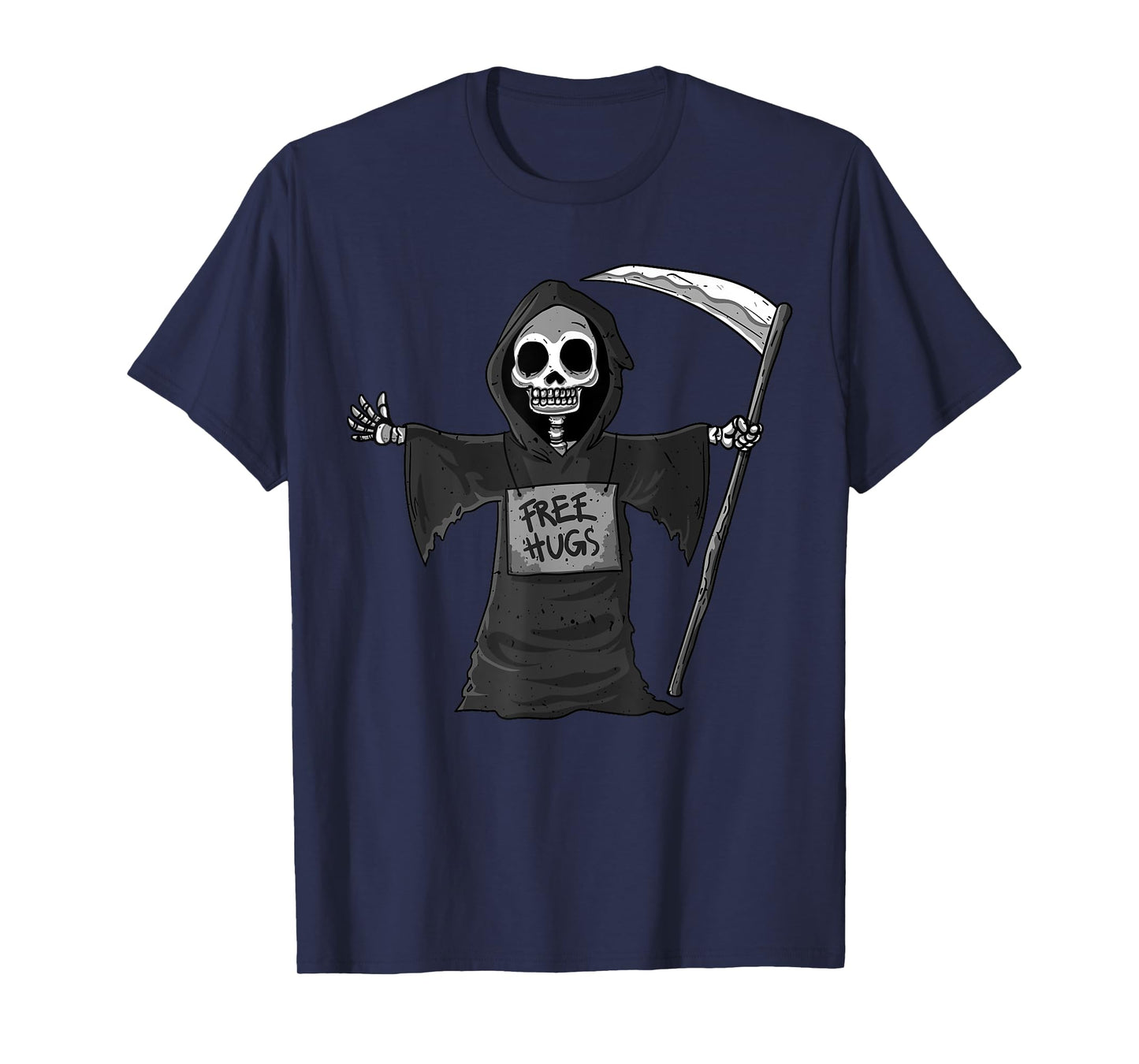 Free Hugs Grim Reaper Halloween Party Cosplay Lazy Costume T-Shirt