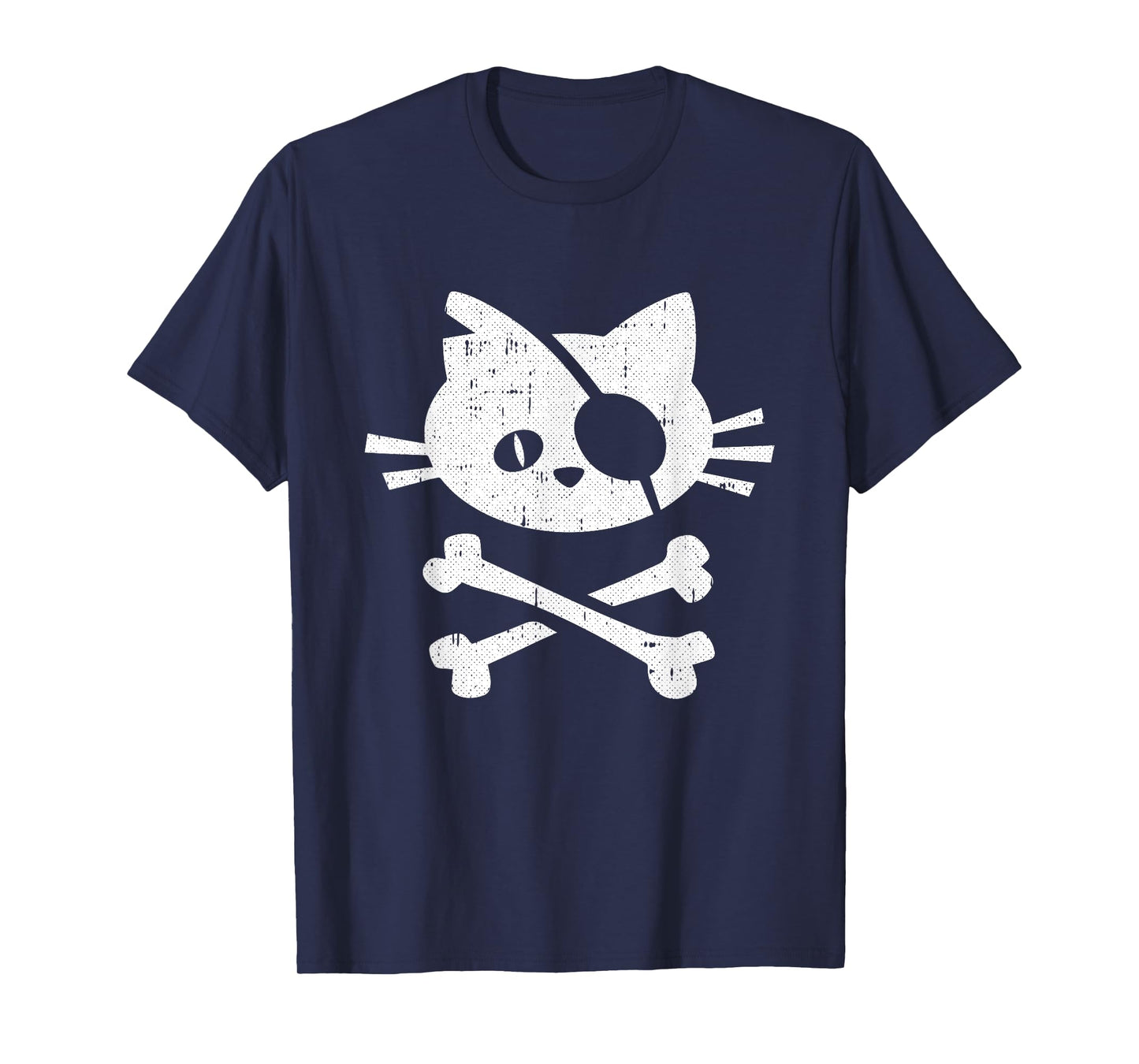 Cat Pirate Lazy Halloween Costume Kitten Skull Cross-bones T-Shirt