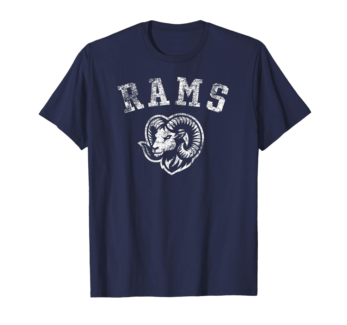 Rams Mascot for Players and Fans Distressed Print T-Shirt