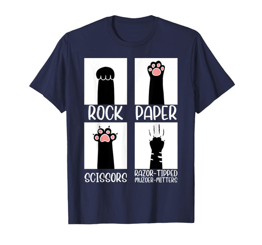 Rock Paper Scissors Hand Game Cute Paw Funny Cat Men Women T-Shirt