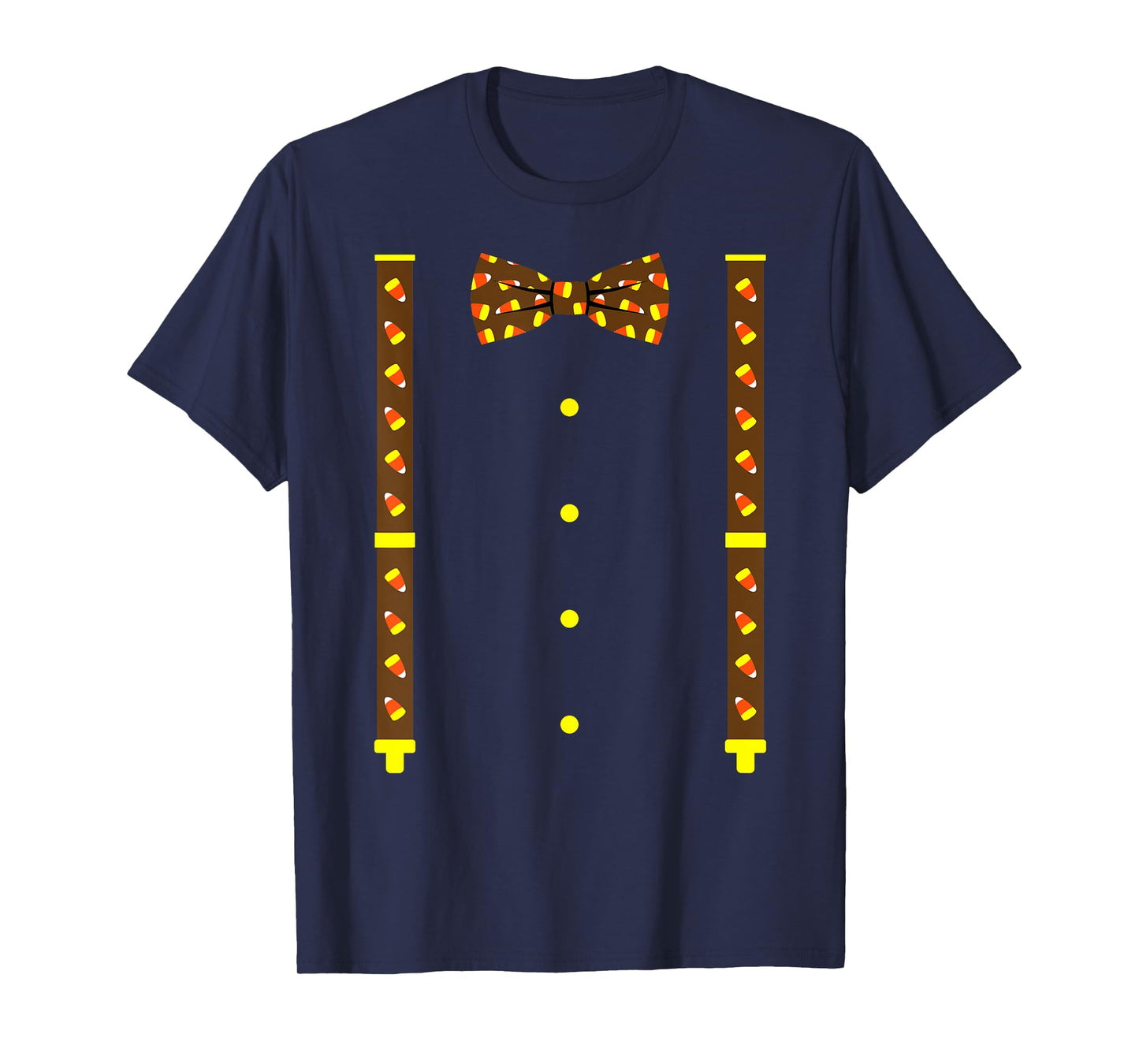 Candy Corn Bow Tie And Suspenders Halloween Costume T-Shirt T-Shirt