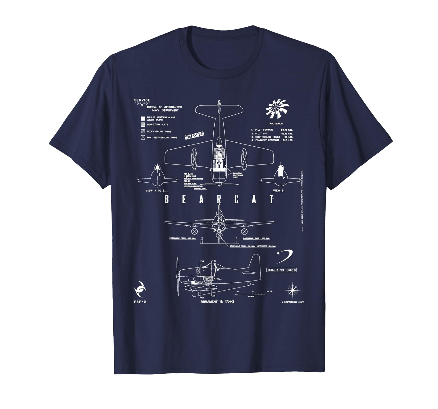 Grumman F8F-2 Bearcat Armament And Tanks Fighter Aircraft T-Shirt