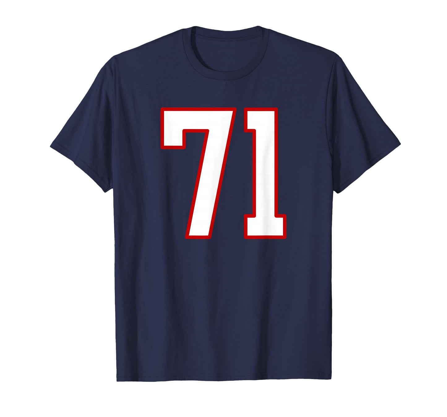 White and Red Sports Number 71 Jersey Uniform Player T-Shirt