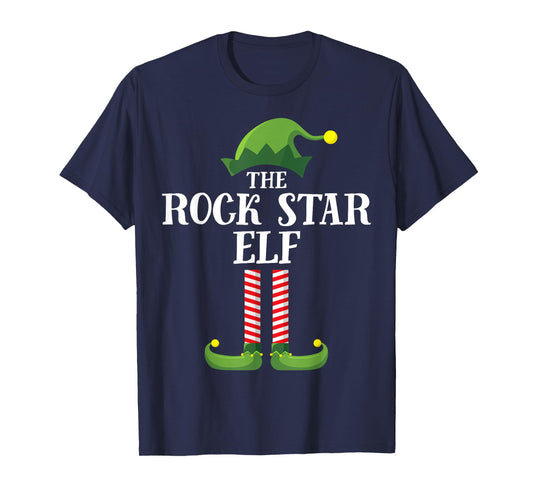 Rock Star Elf Matching Family Group Christmas Party Pyjamas T-Shirt