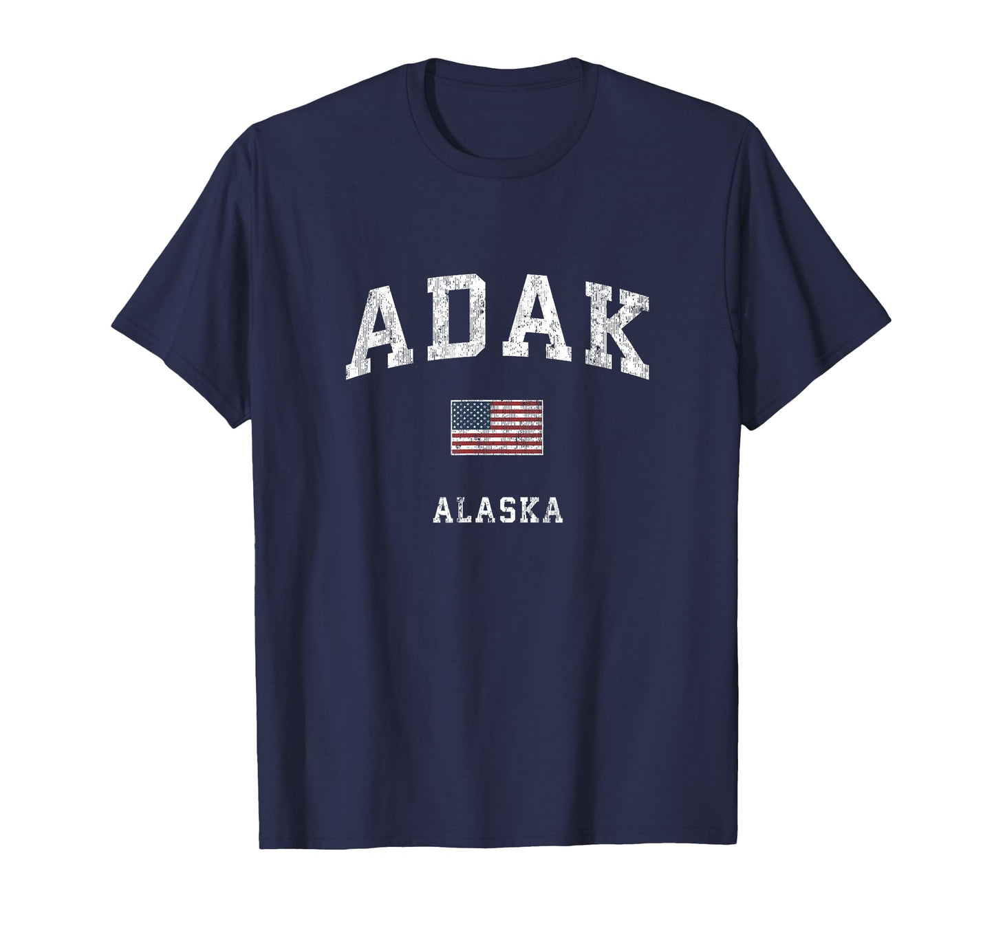 Adak Alaska AK Vintage American Flag Sports Design T-Shirt