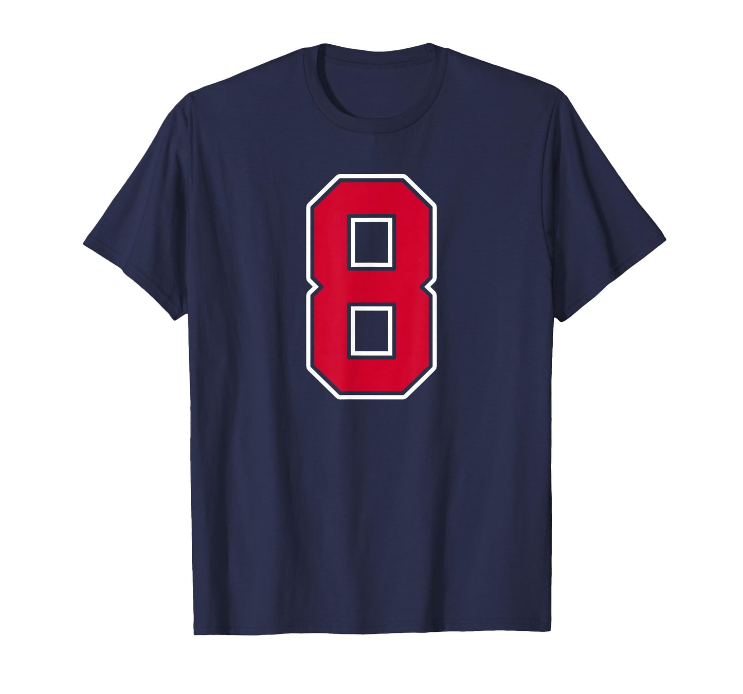 Red White Number 8 Jersey Player Uniform #8 T-Shirt