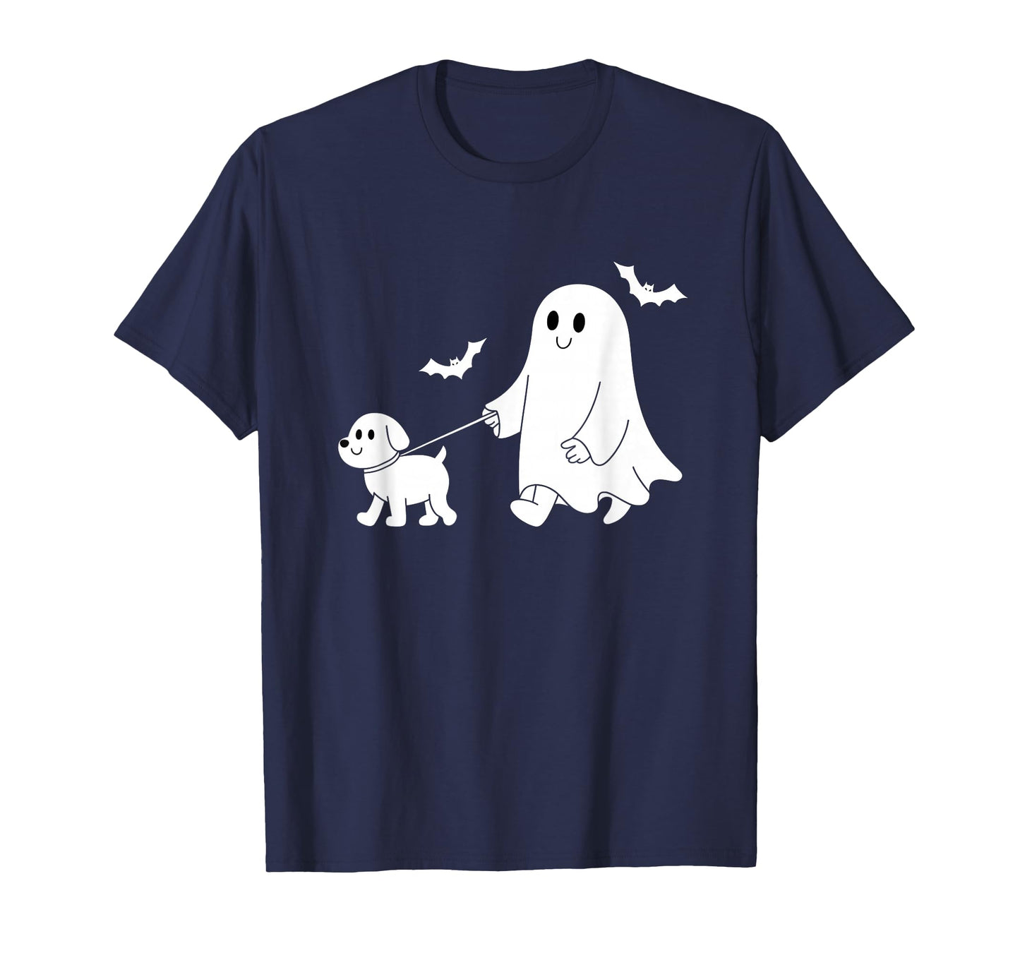 Funny Halloween Ghost Walking Dog Cute Ghost and Dog Lover T-Shirt