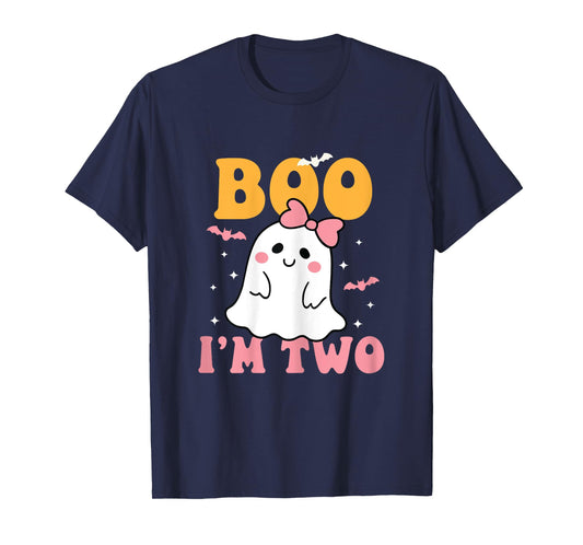 Boo I'm Two Cute Birthday Ghost Halloween 2 Years Old Girl T-Shirt