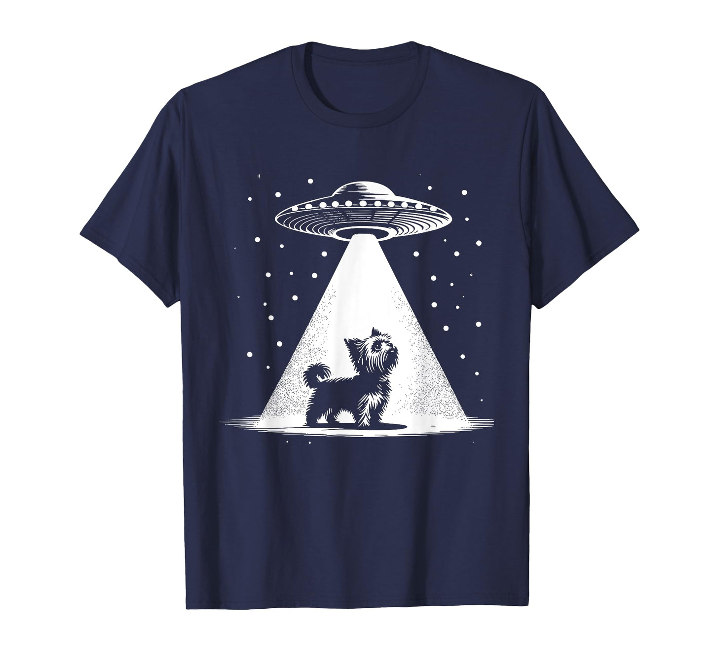 Teacup Yorkie Mom Dad Dog - Funny Alien UFO Men Women T-Shirt