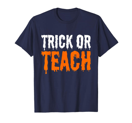 Trick Or Teach Groovy Teacher Halloween Retro Ghost T-Shirt