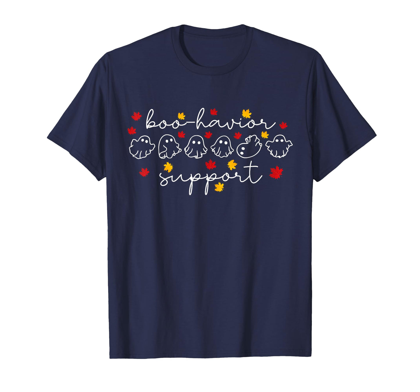 Boo-havior Support Fall Leaves Ghost Halloween ABA Therapist T-Shirt
