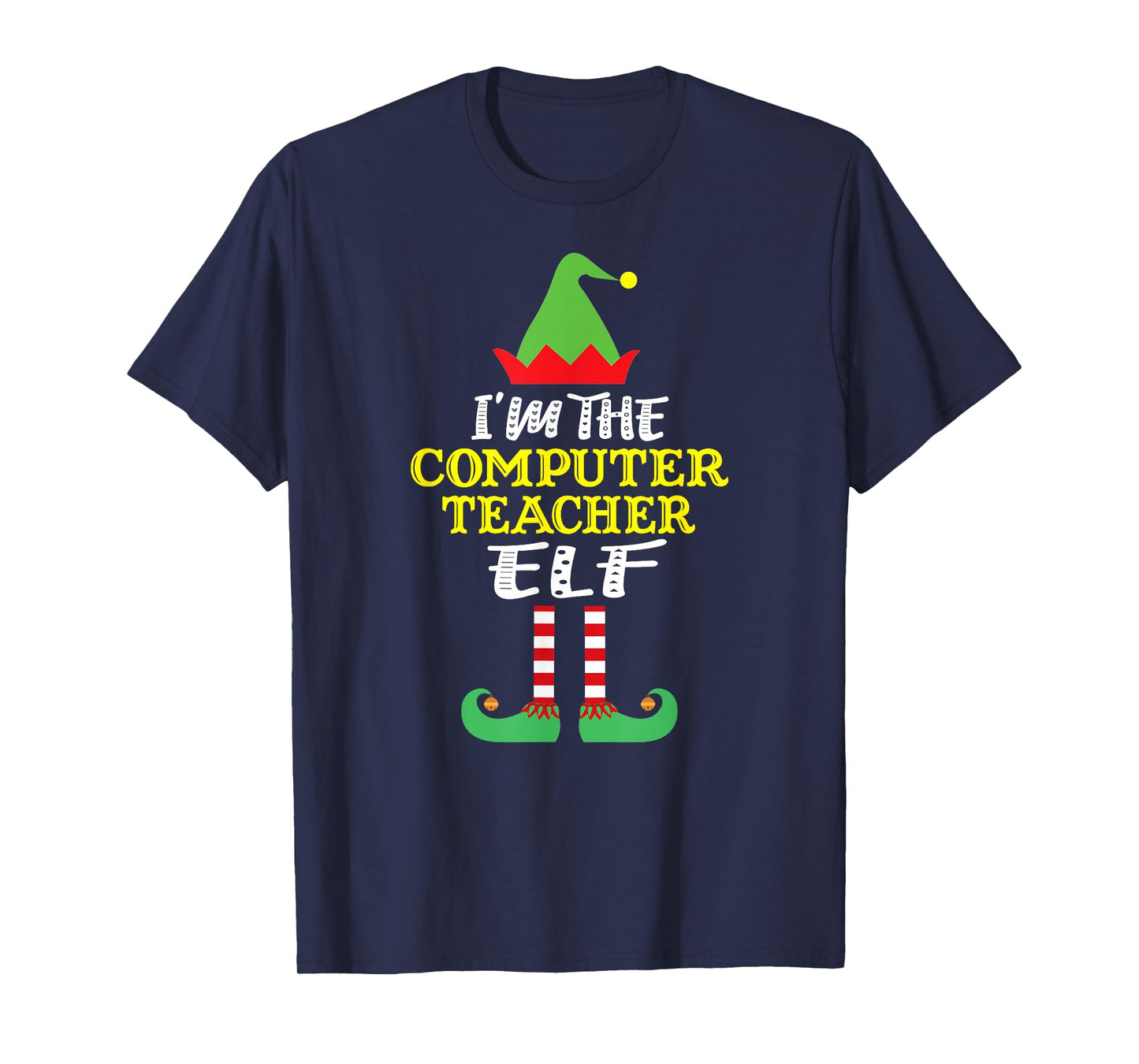 Computer Teacher Elf Matching Family Group Christmas T-Shirt for Men Women