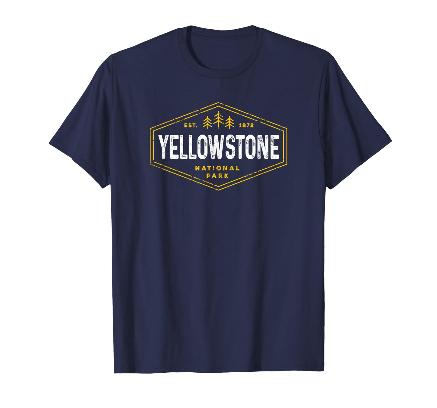 Yellowstone National Park Shirt Vintage Hexagon Badge Hike T-Shirt