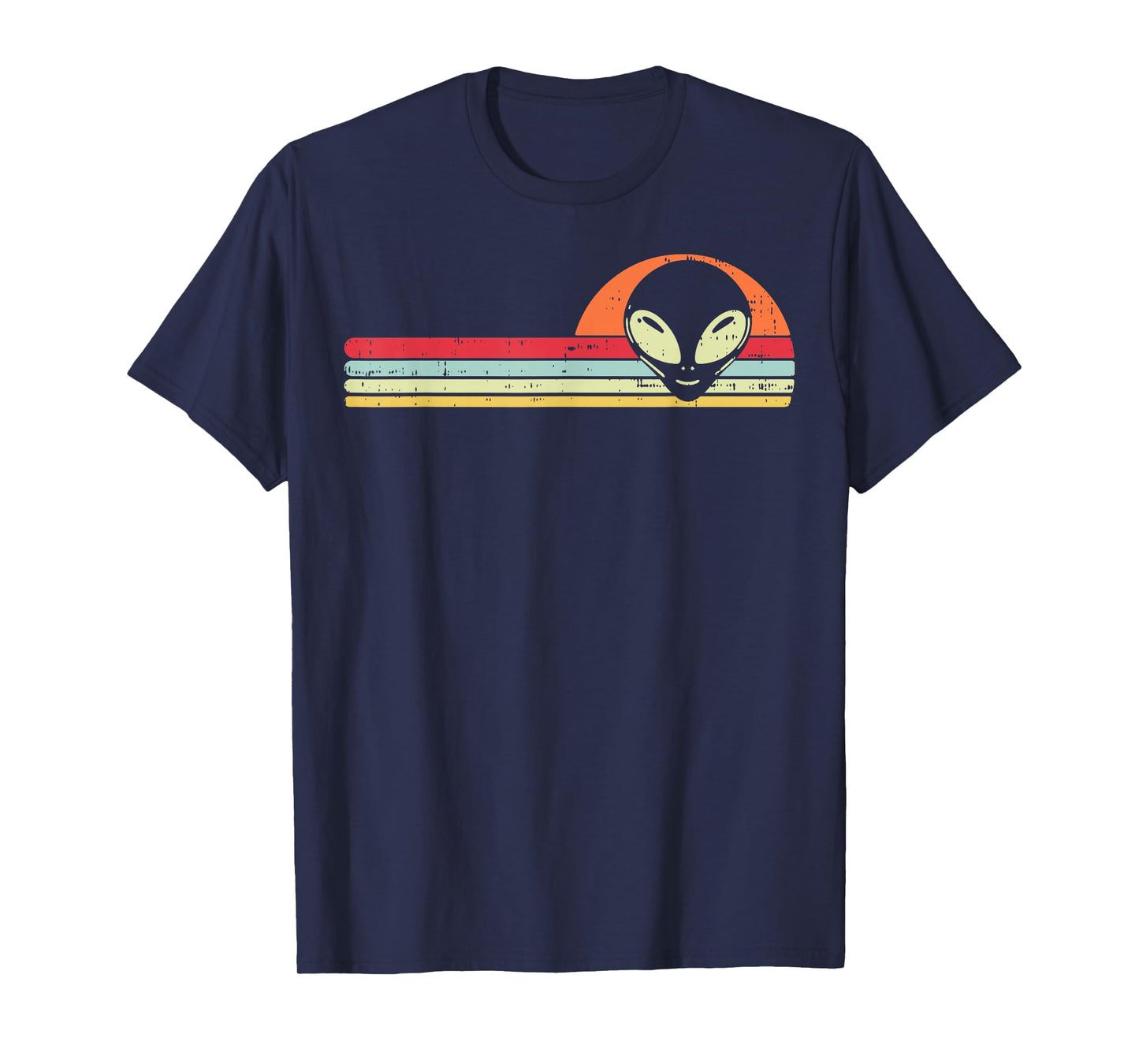 Alien Face Chest Sunset Retro Extraterrestrial Men Women Kid T-Shirt