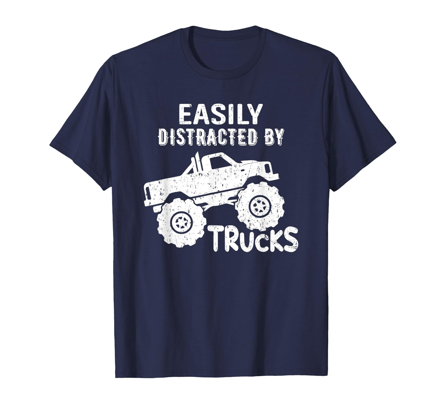 Easily Distracted By Trucks Truck Lover Vintage Distressd T-Shirt