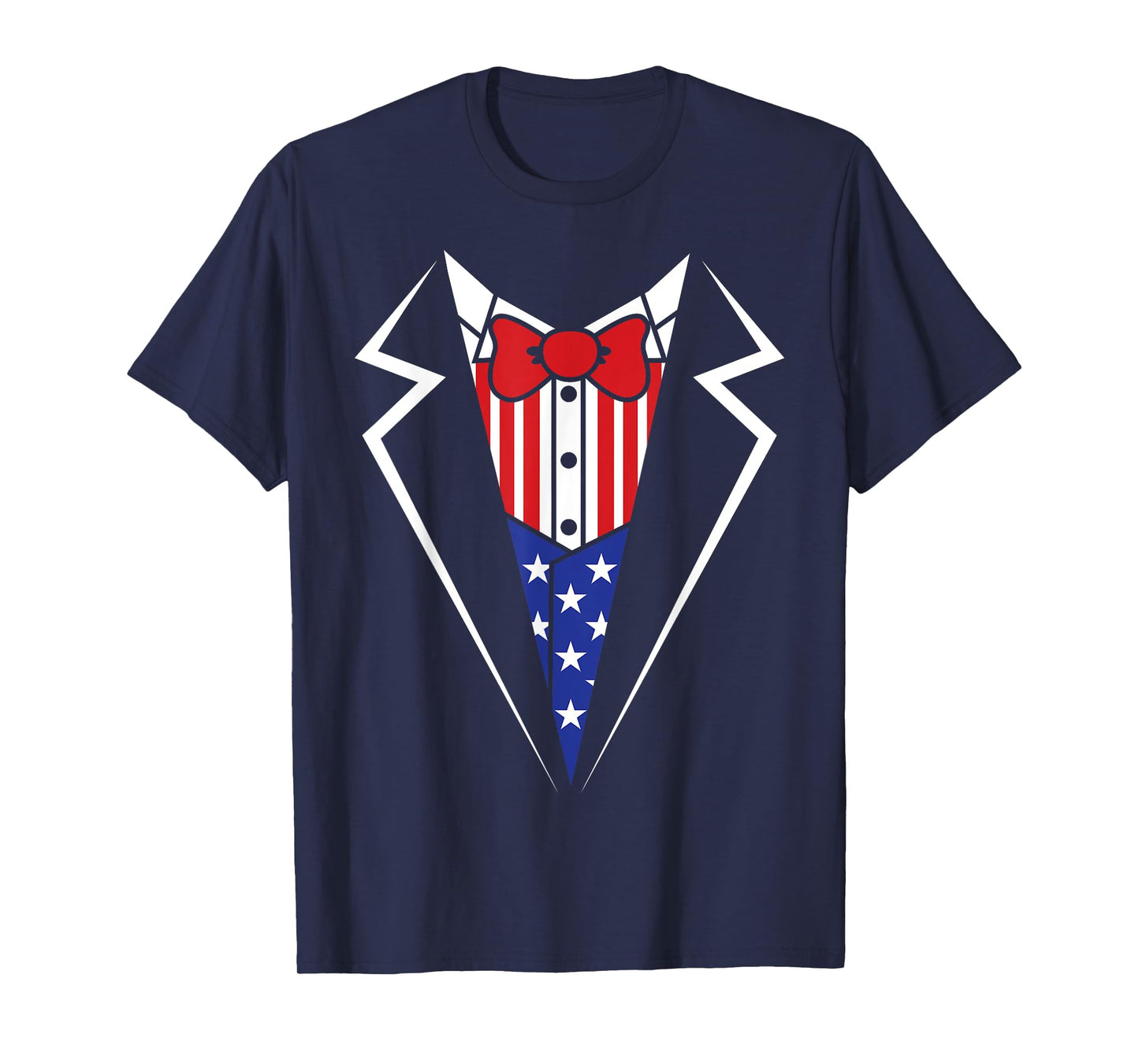 American Flag Tuxedo Bow Tie 4th of July USA Merica Gift T-Shirt