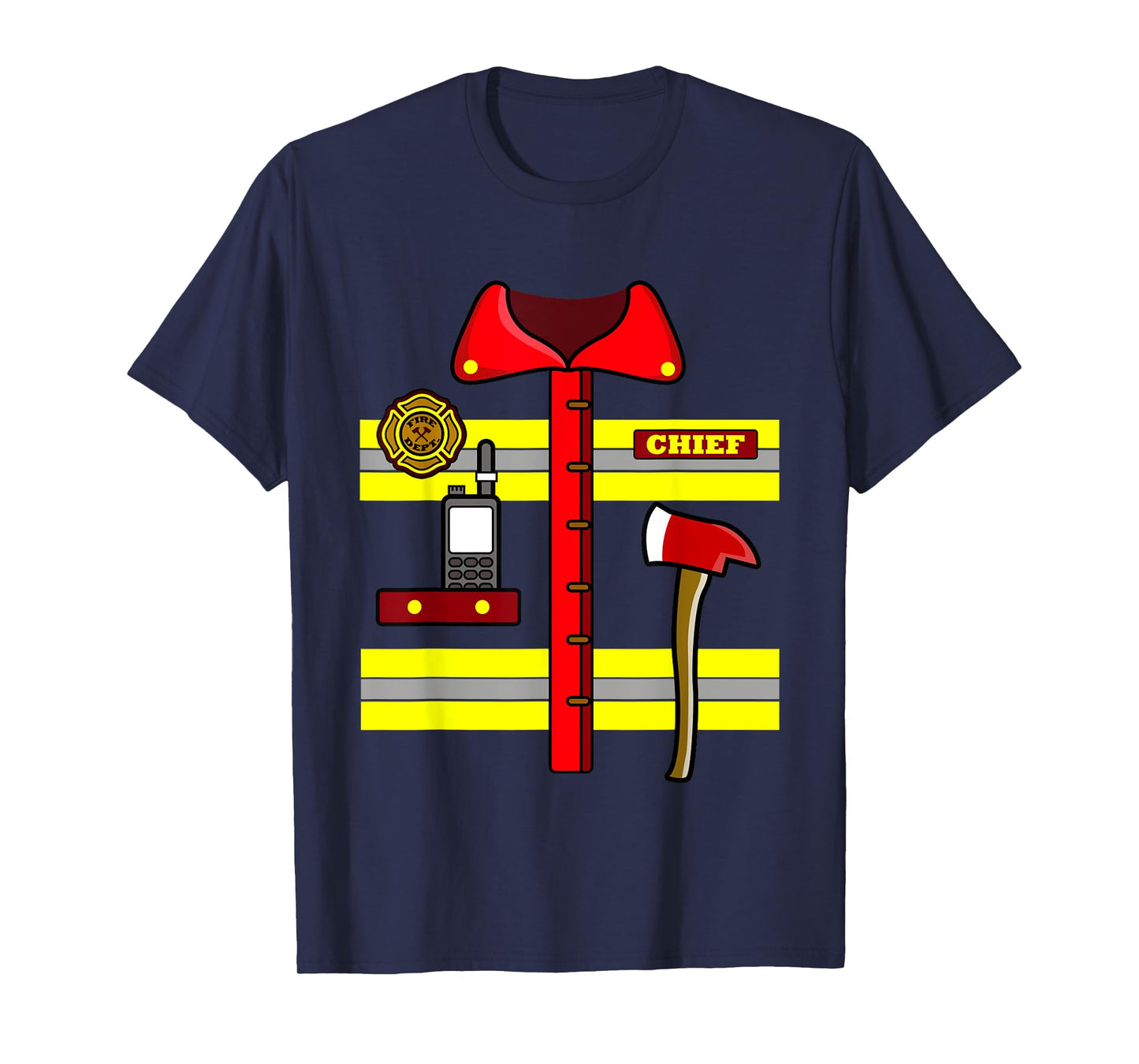 Adult Kids Halloween Fireman Firefighter Costume T-Shirt