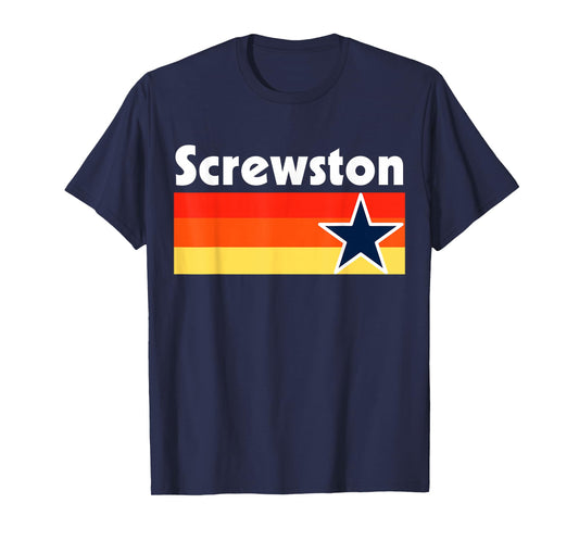 Screwston Texas H-town Houston Retro Blue T-Shirt
