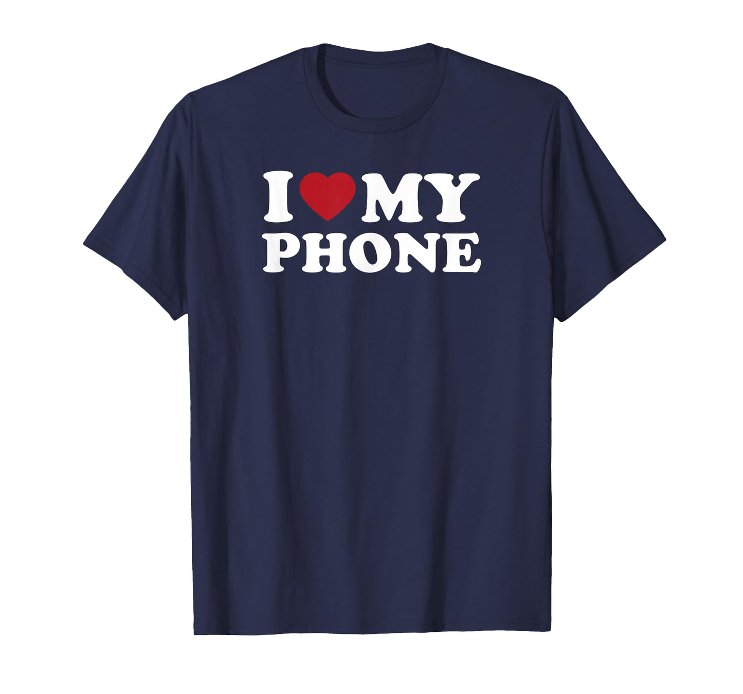 I Love My Phone Retro Heart Text Design T-Shirt
