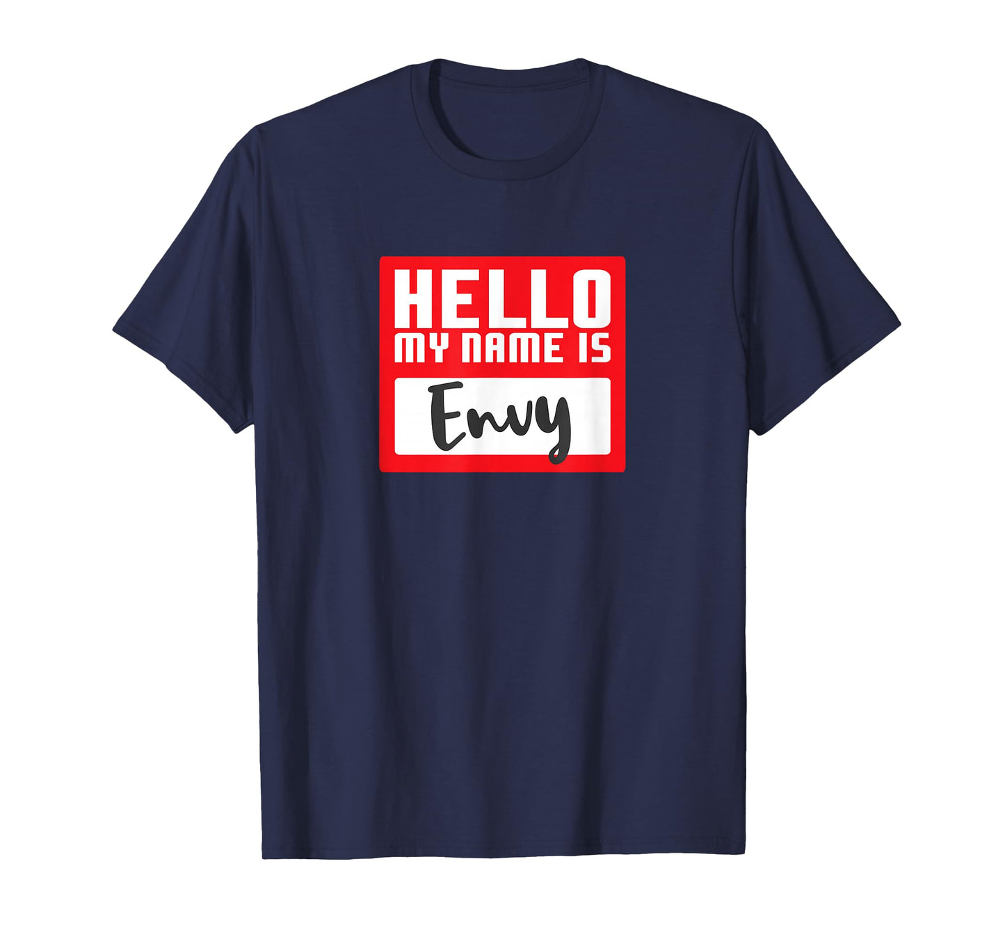 Funny Halloween Costume Hello My Name is Envy Pun Couples T-Shirt