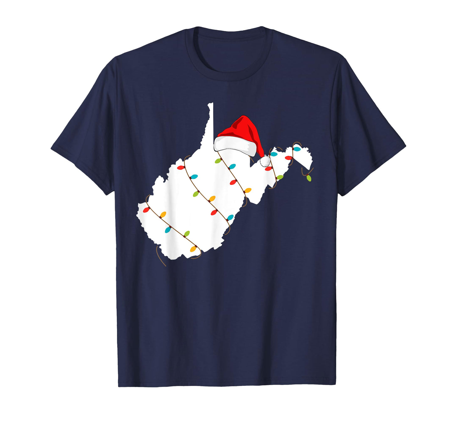 West Virginia Map Christmas T-Shirt With Santa Hat T-Shirt