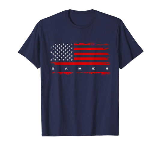 American Flag Gamer Gaming Video Game T-Shirt