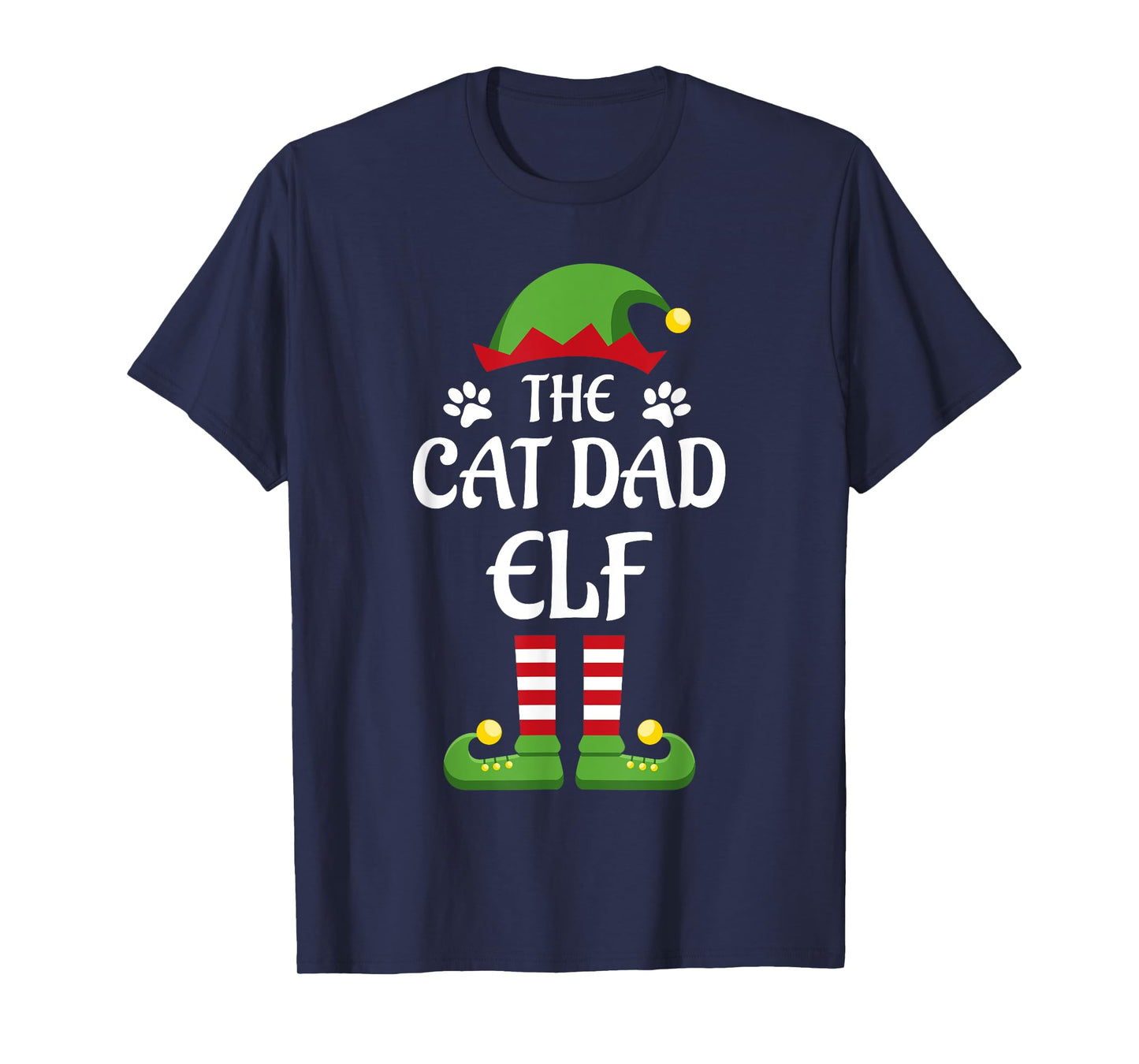 Cat Dad Elf Family Matching Group Christmas T-Shirt for Men