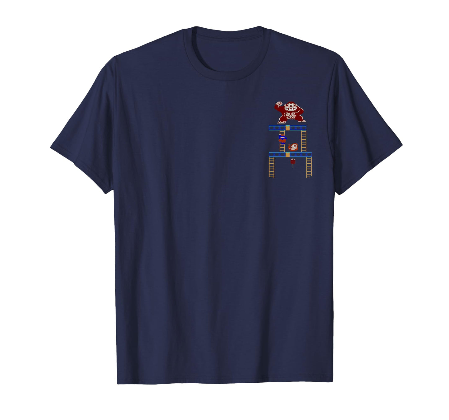 Super Mario Donkey Kong Ladder Pixel Game Scene Portrait T-Shirt