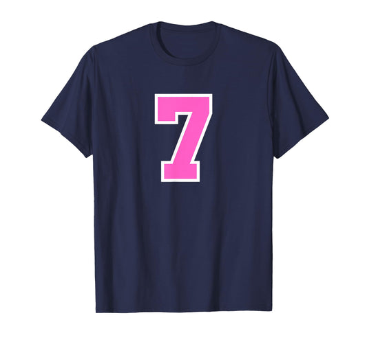 Pink Sports Team Number #7 T-Shirt