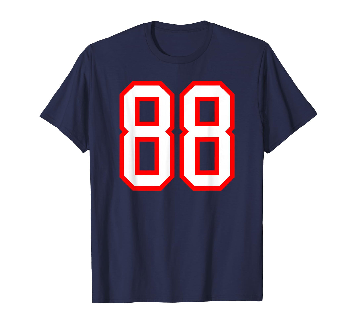 Number #88 White Red Plain Number T-Shirt