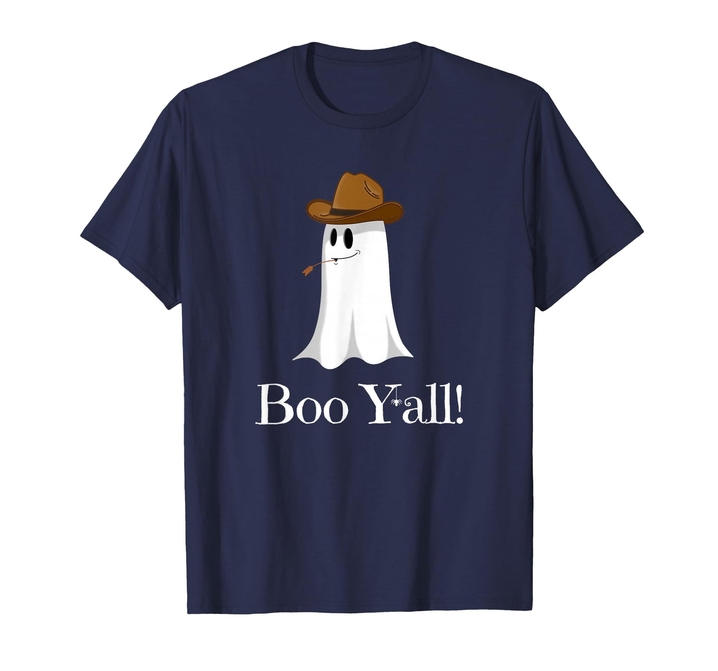 Boo Y'all! Funny Saying - Cowboy Hat Ghost Graphic Halloween T-Shirt