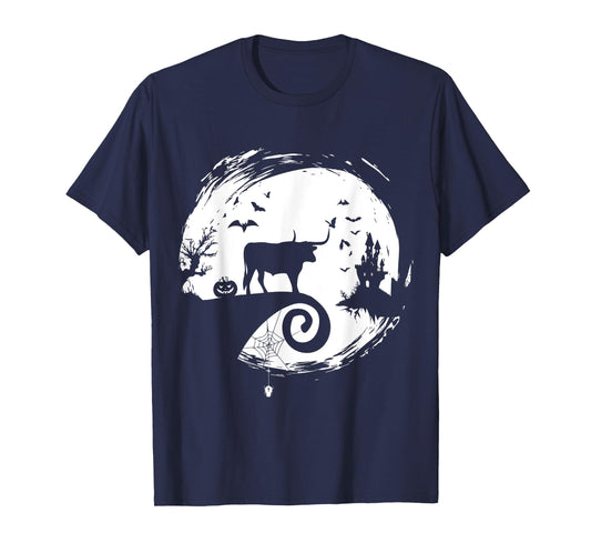 Texas Longhorn Halloween Costume Moon Silhouette Creepy T-Shirt