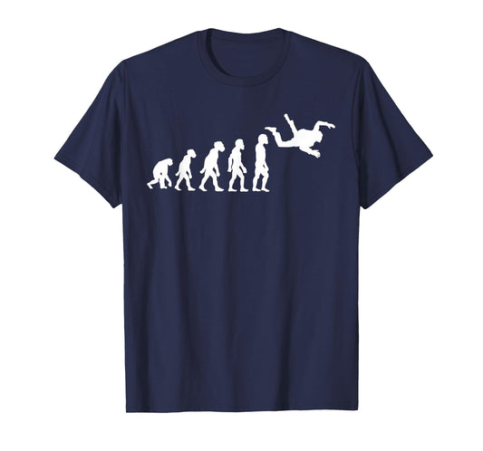 Funny Human Skydiving Evolution Freefall Skydiver Parachute T-Shirt