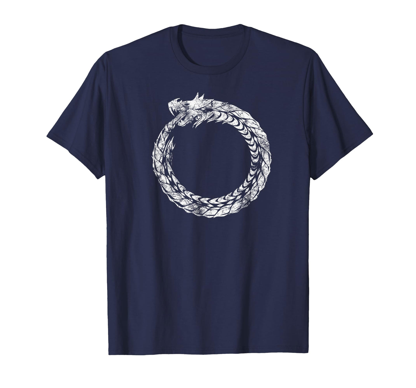 Gothic Medieval Ouroboros Snake Eating Itself White Novelty T-Shirt