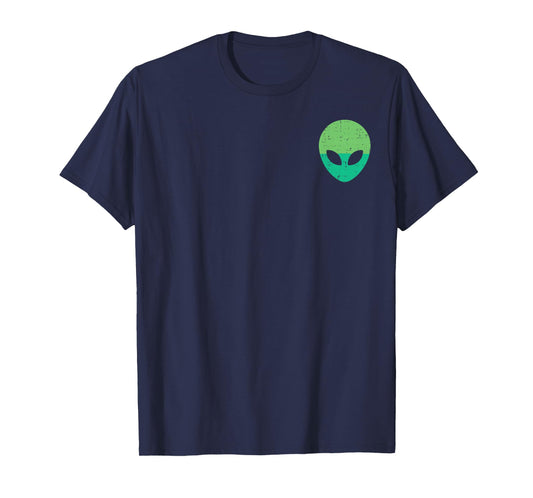 Alien Face Head Pocket UFO Extraterrestrial Men Women Kids T-Shirt