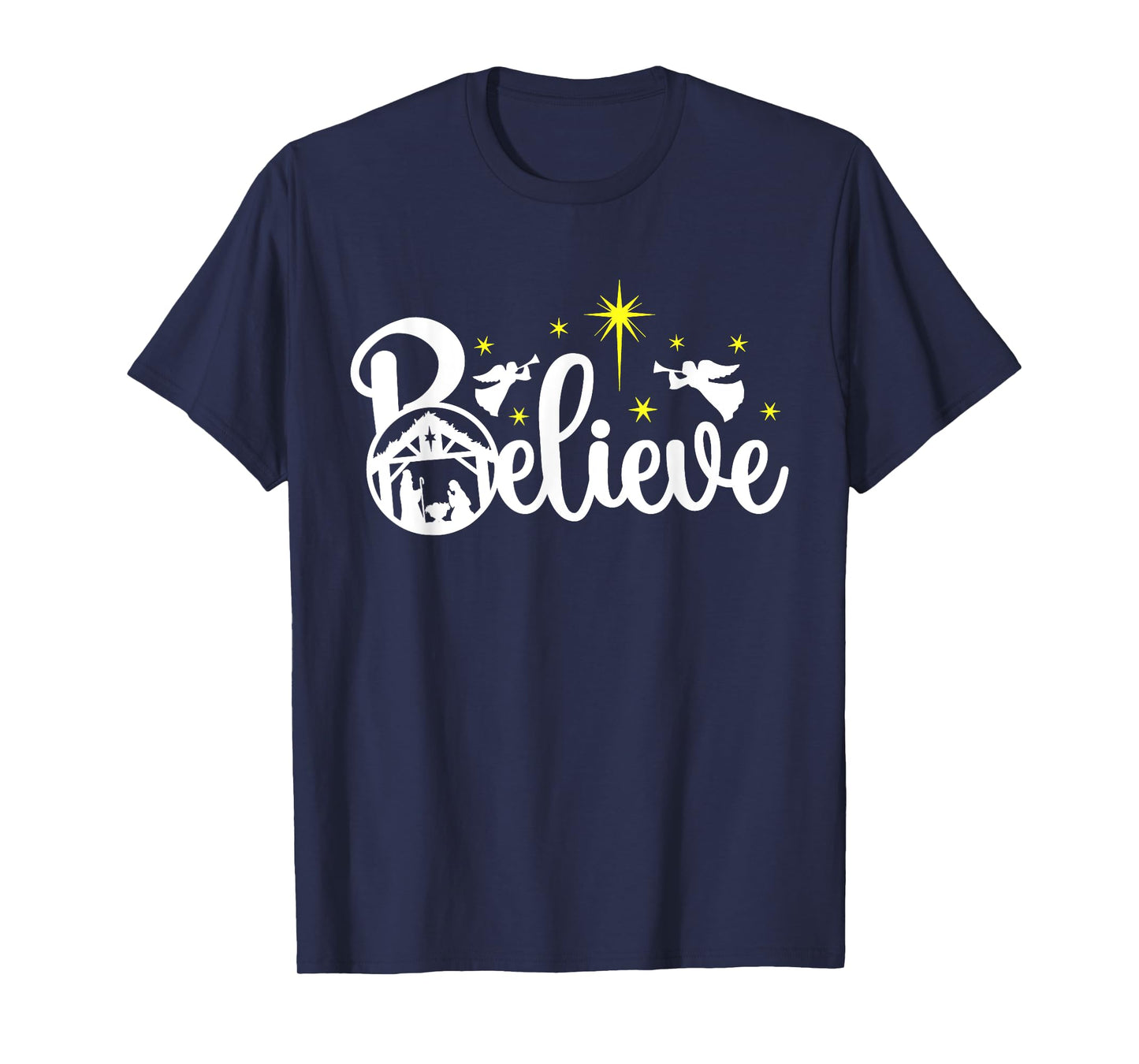 Christian Christmas Believe Jesus Nativity Scene XMAS Faith T-Shirt