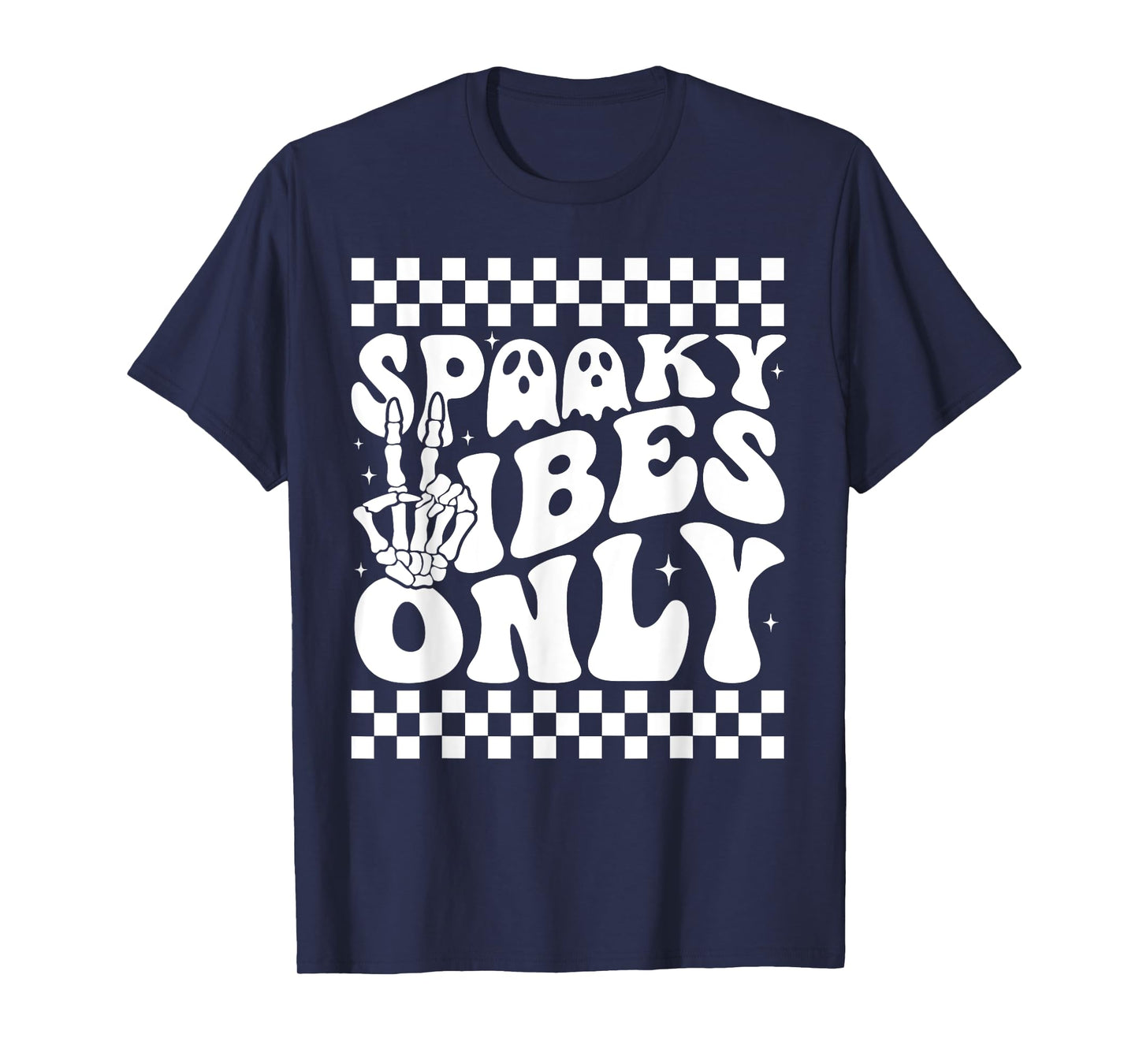 Spooky Vibes Only Toddler Halloween Skeleton Peace Retro T-Shirt
