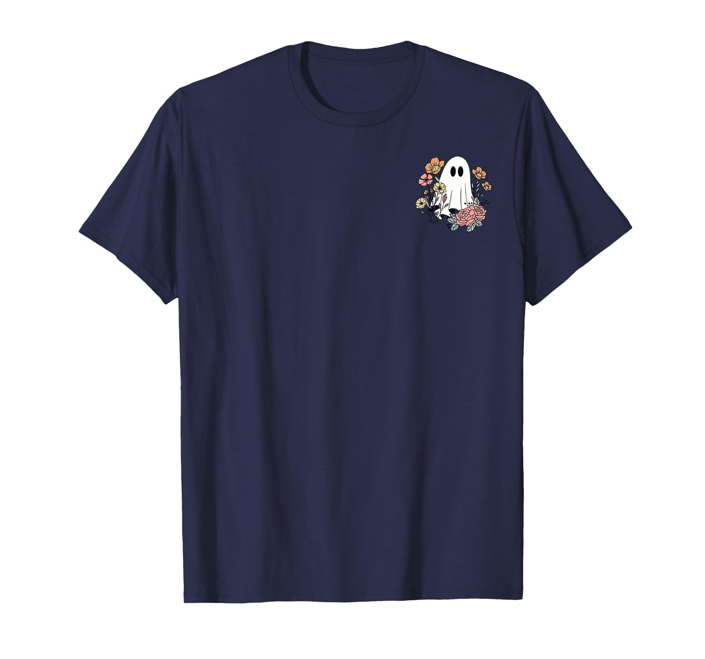 Funny Ghost Pocket Spooky Season Wildflower Happy Halloween T-Shirt
