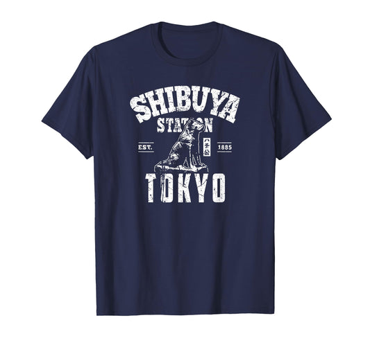 Shibuya Train Station Hachiko Akita Inu Japanese Kanji Japan T-Shirt