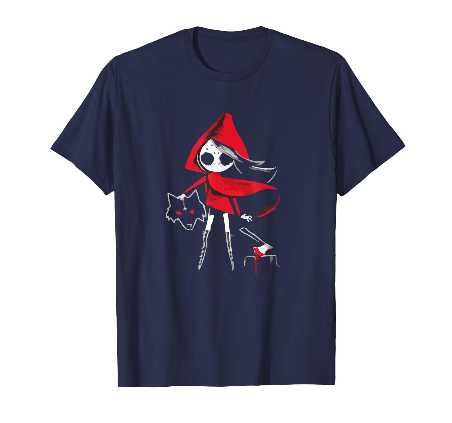 Red Riding Hood Girl with Head of Wolf Scary Gothic Art T-Shirt