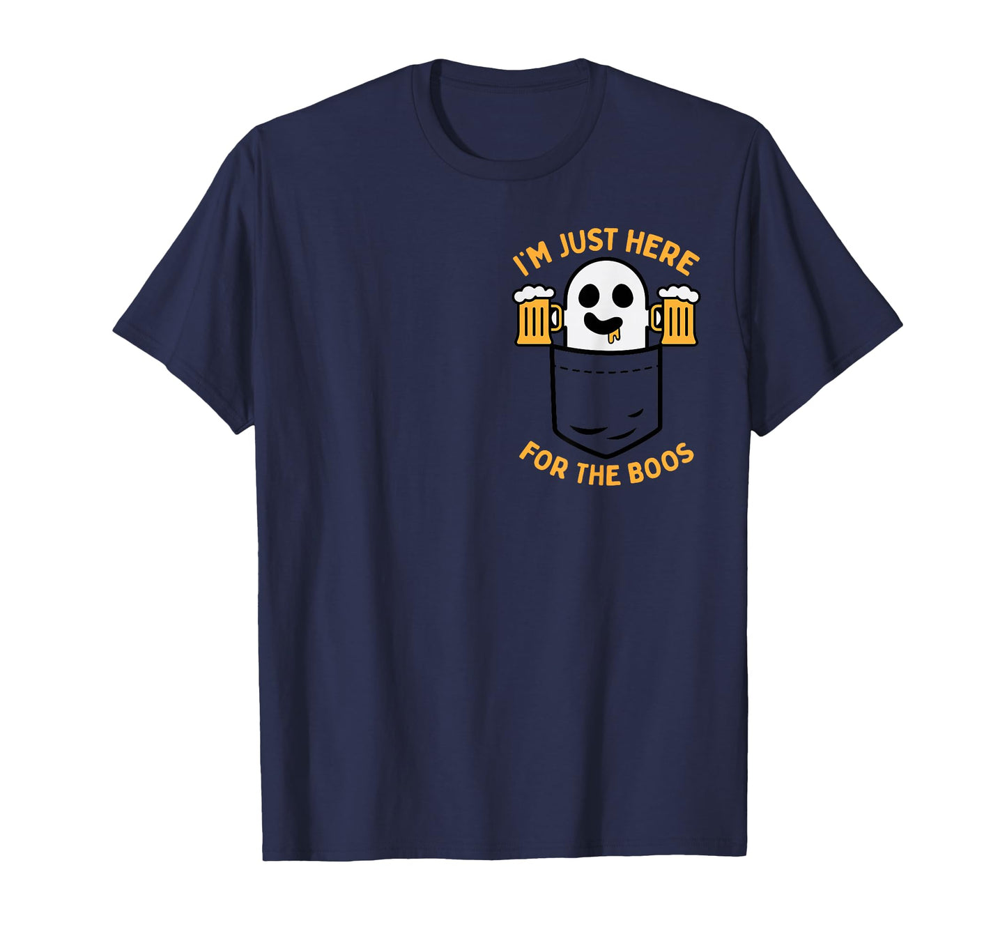 I'm Just Here For The Boos Cute Pocket Ghost Beer Halloween T-Shirt